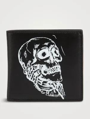 Leather Skull In Hand Billfold Wallet