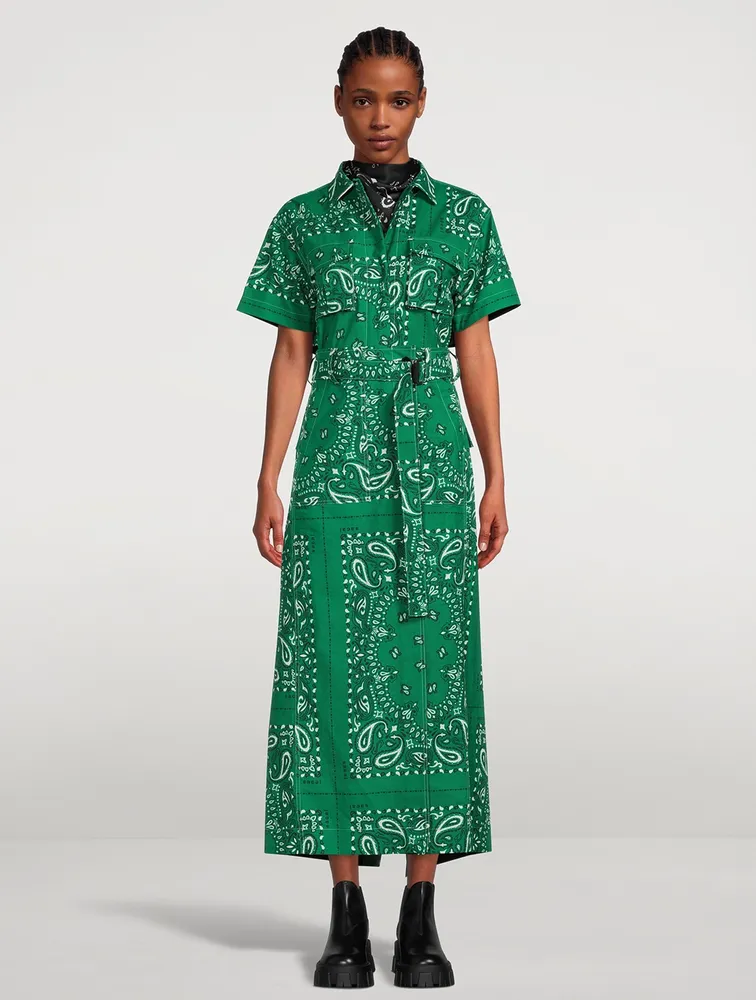 Bandana-print belted shirt dress