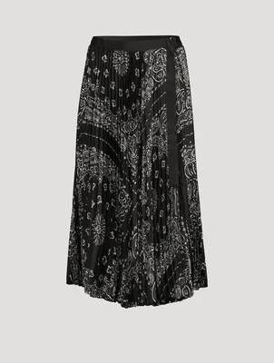 Pleated Midi Skirt Bandana Print