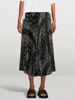 Pleated Midi Skirt Bandana Print