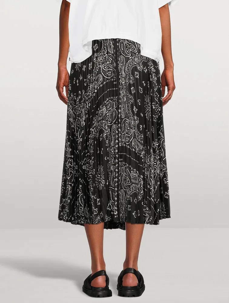 Pleated Midi Skirt Bandana Print