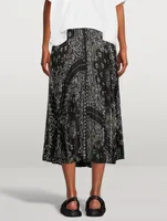 Pleated Midi Skirt Bandana Print