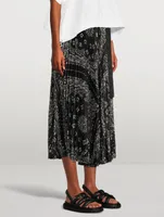 Pleated Midi Skirt Bandana Print