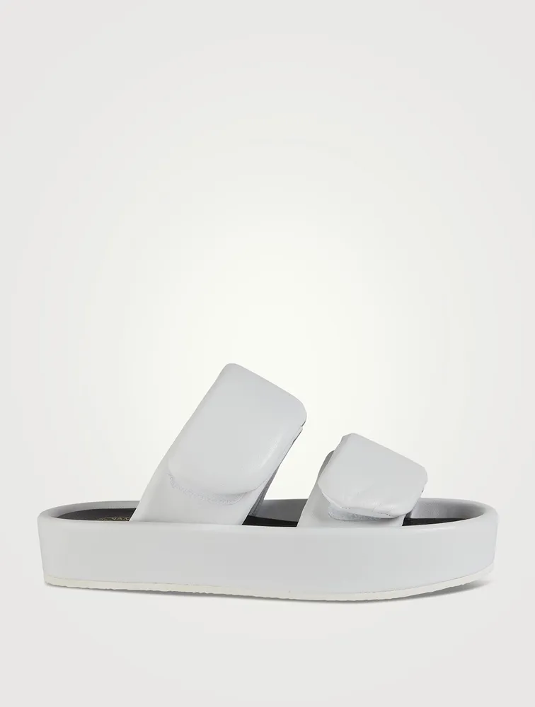 Puffy Leather Slide Sandals