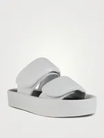 Puffy Leather Slide Sandals