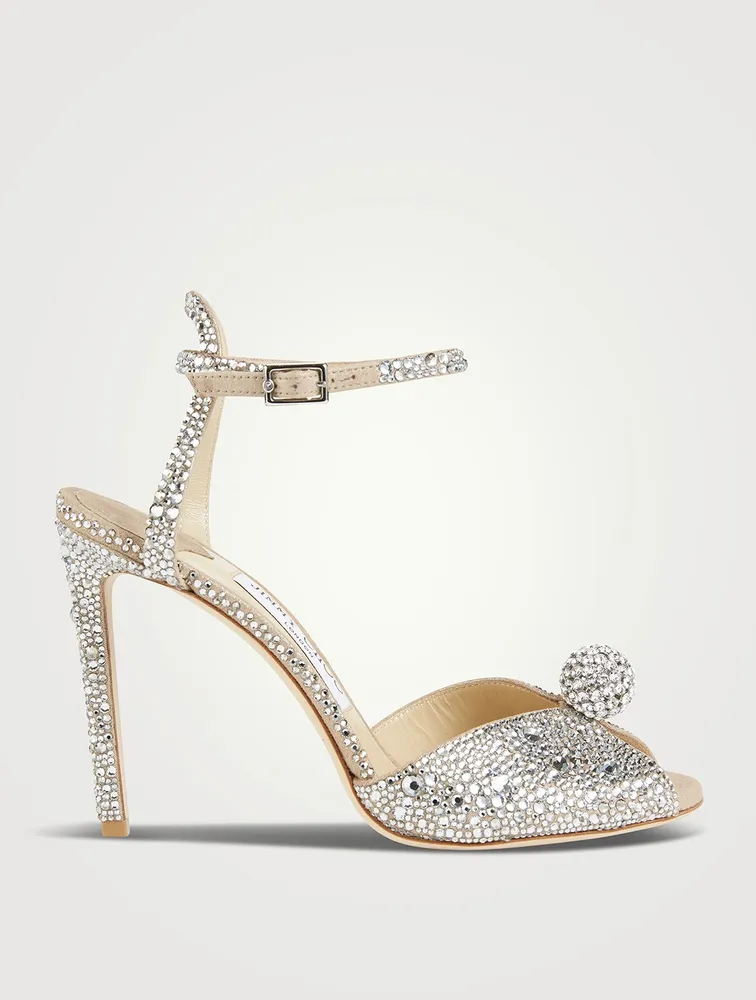 Sacora 100 Crystal-Embellished Leather Heeled Sandals