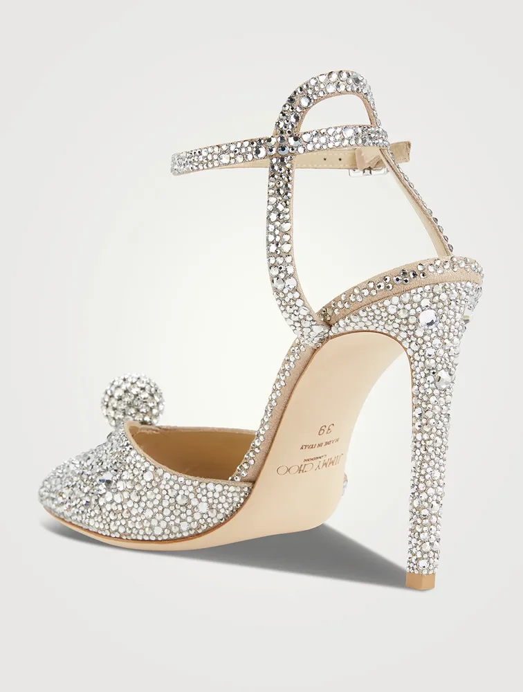 Sacora 100 Crystal-Embellished Leather Heeled Sandals