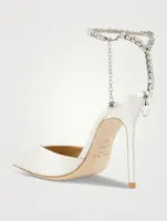 Saeda Silk Pumps With Crystal Ankle Strap