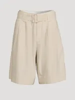 Belted Melange Suiting Shorts