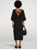 Belted Jacquard Midi Dress