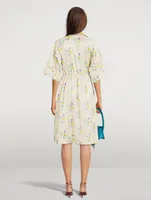 Crinkled Satin Wrap Dress Rutabaga Floral Print