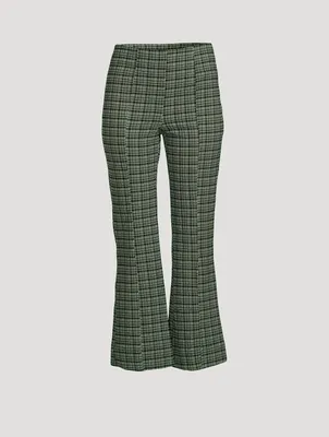 Seersucker Cropped Trousers Check Print
