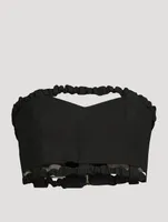 Scrunchie Strapless Cotton Crop Top