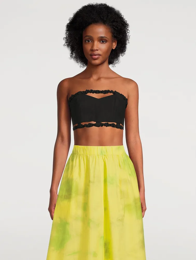 Scrunchie Strapless Cotton Crop Top