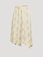 Crinkled Satin Midi Skirt In Rutabaga Floral Print