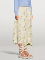 Crinkled Satin Midi Skirt In Rutabaga Floral Print