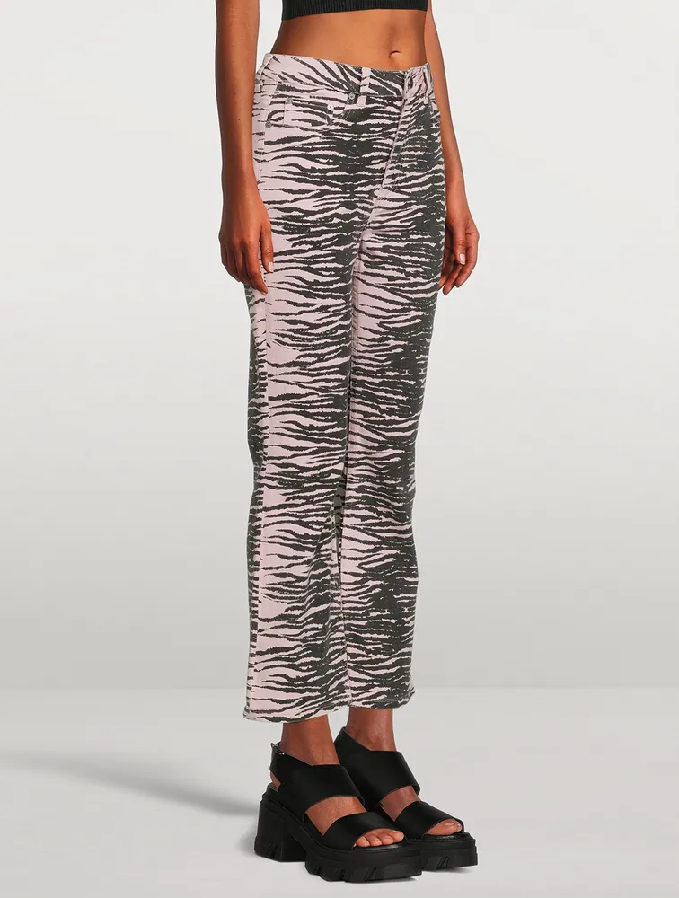 Betzy Cropped Jeans Tiger Stripe Print