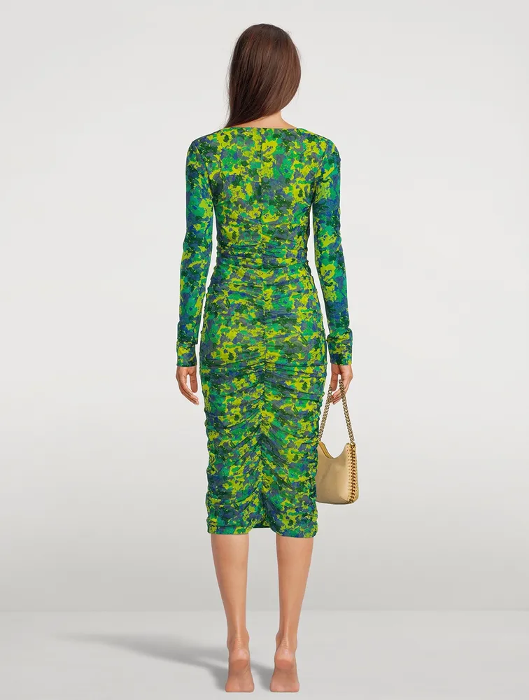 Ruched Midi Dress Floral Print