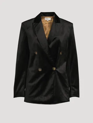 Double-Breasted Velvet Blazer