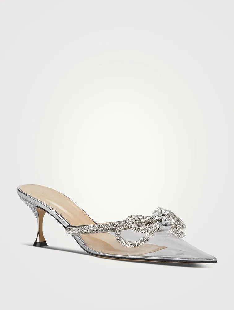 Double Bow Crystal PVC Mules