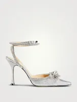 Double Bow Crystal-Embellished Glitter Pumps