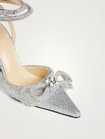 Double Bow Crystal-Embellished Glitter Pumps