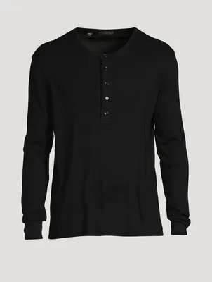 Cotton-Blend Henley Shirt
