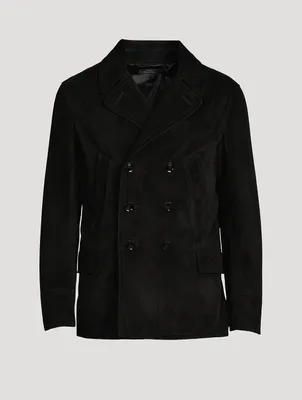 Suede Double-Breasted Coat
