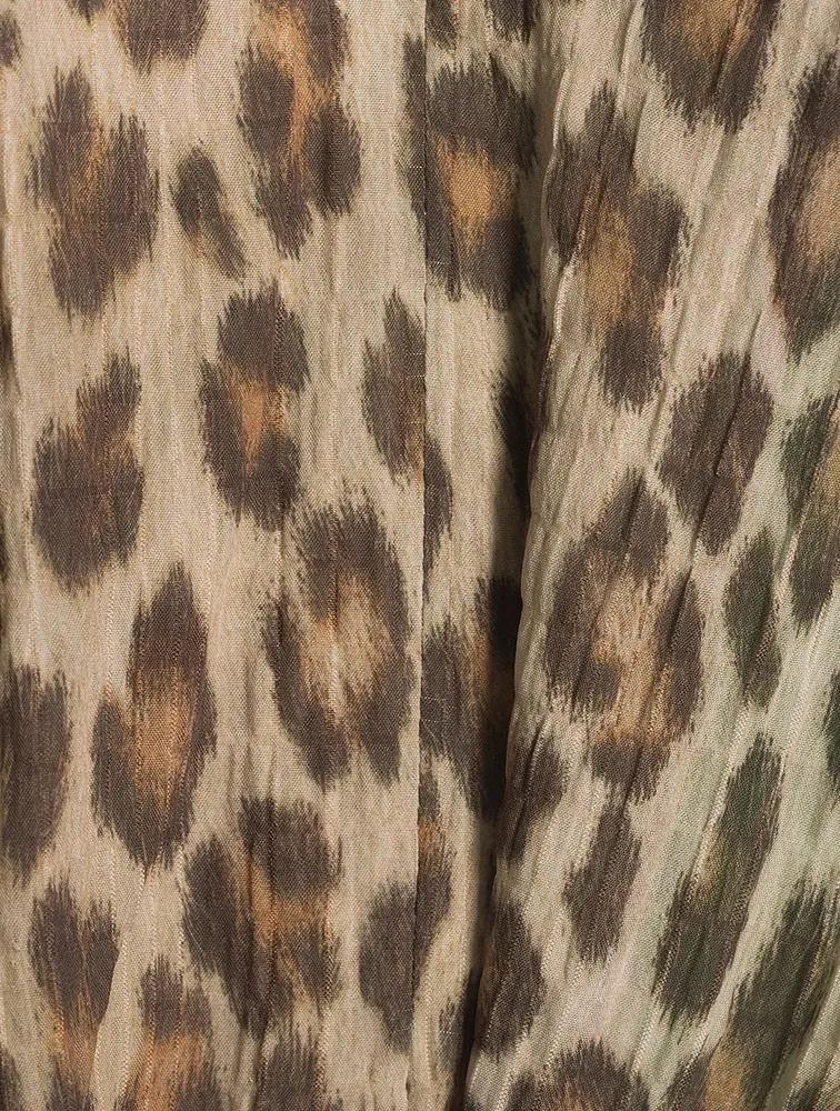 Tie-Front Blouse Leopard Print
