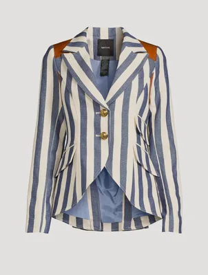 Rifle-Patch Equestrian Blazer Stripe Print