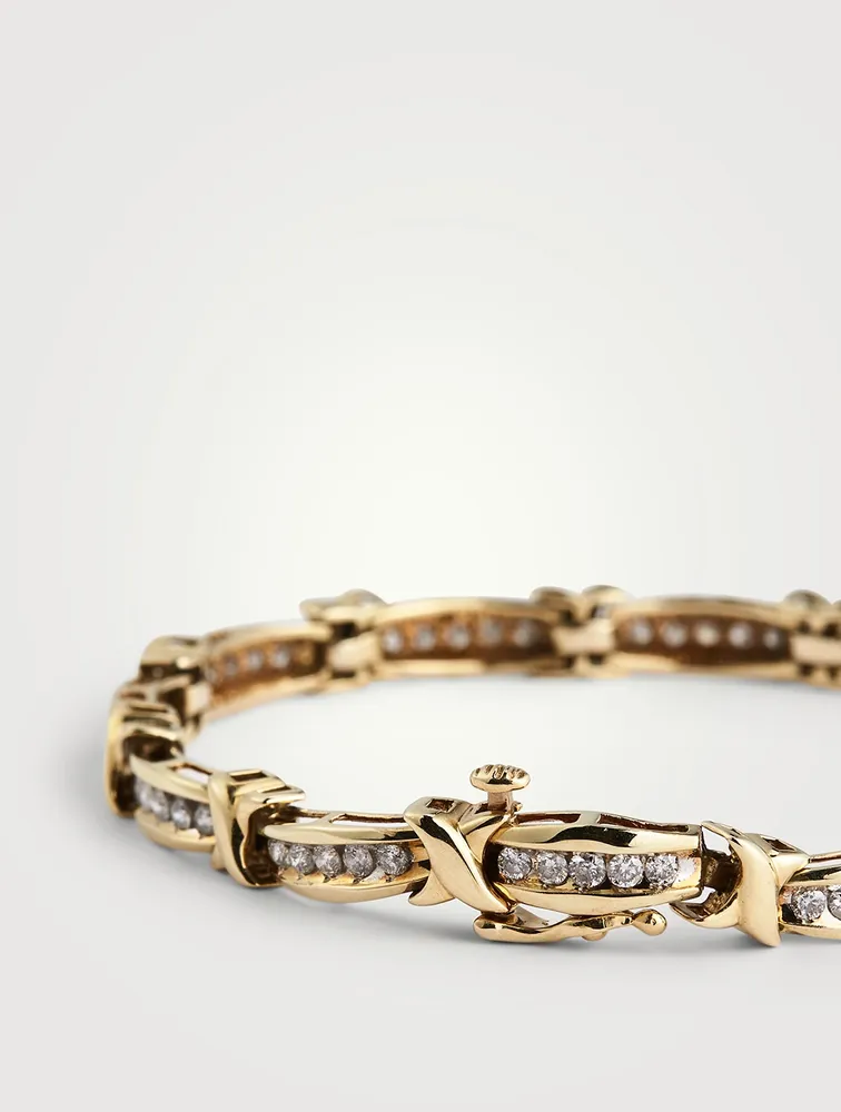 Vintage 10K Gold Diamond Tennis Bracelet