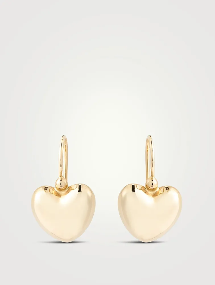 Vintage 14K Gold Puffy Heart Earrings