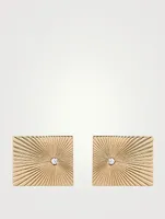 Vintage 10K Gold Engine Turn Earrings With Diamonds