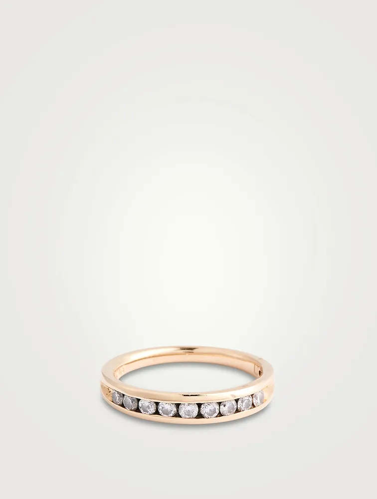 Vintage 14K Gold Half Eternity Ring With Diamonds