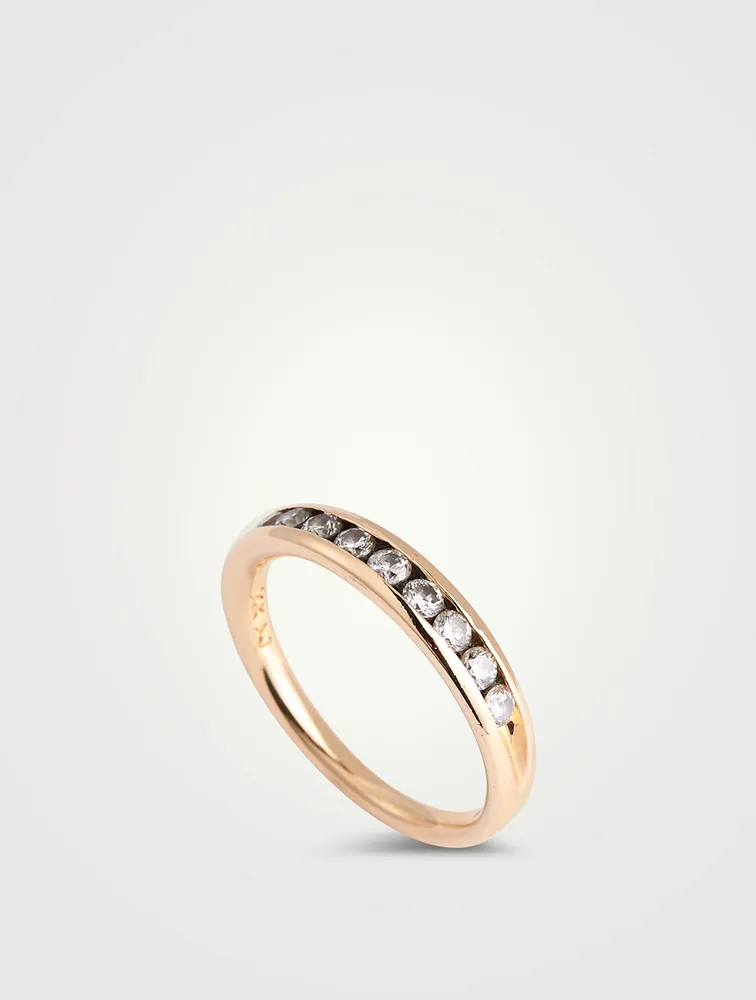 Vintage 14K Gold Half Eternity Ring With Diamonds