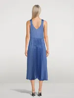 Pleated V-Neck Midi Dress