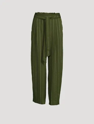 Soft Belted Pants Striped Print