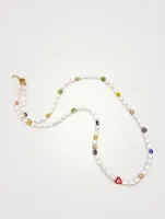 Smiley Face Long Pearl Necklace