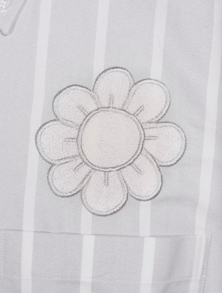 Satin Stitch Floral Applique Shirt