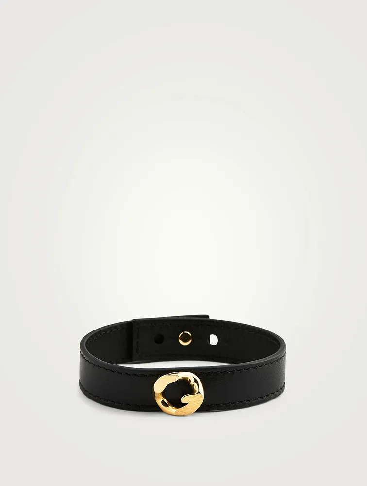 G Chain Leather Cuff Bracelet