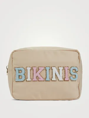 Large Nylon Pouch With Bikinis Lettering