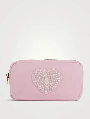 Small Nylon Pouch With Heart Patch