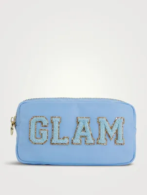 Small Nylon Pouch With Glam Lettering