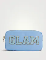 Small Nylon Pouch With Glam Lettering