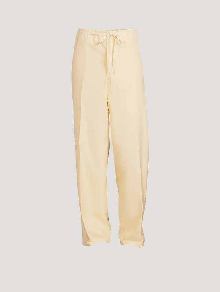 Cotton And Silk Wide-Leg Pants