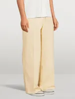 Cotton And Silk Wide-Leg Pants