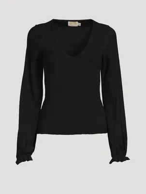 Bunny Smocked Long-Sleeve T-Shirt