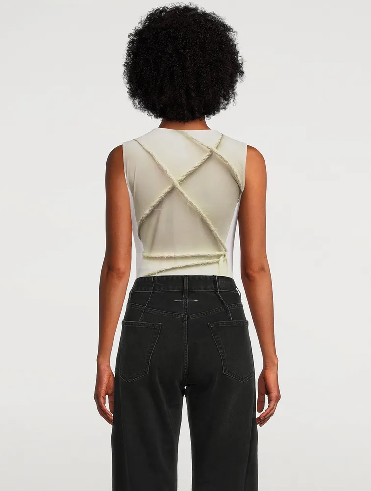 Sleeveless Bodysuit Stockman Print