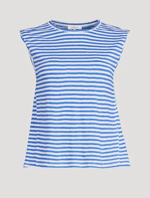 Rolled Muscle Tank Top Stripe Print