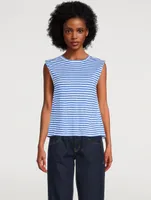 Rolled Muscle Tank Top Stripe Print